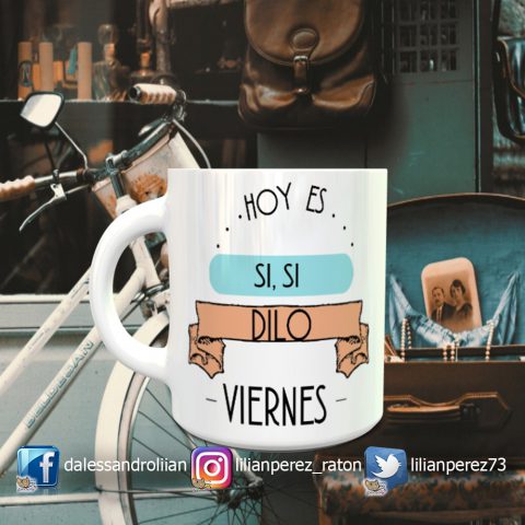 Taza Viernes Vintage frases